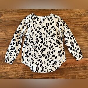 Leopard / cheetah animal print woman’s top, Tickled Teal, size medium